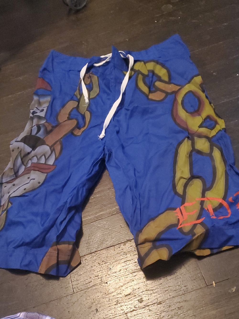 Ed Hardy Royal Blue Bull Dog Mens Swim Trunks